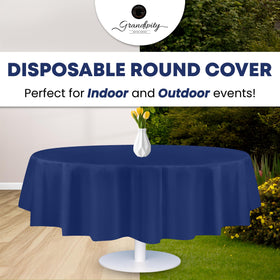 Grandipity navy blue disposable tablecloth for weddings and receptions with easy disposal.