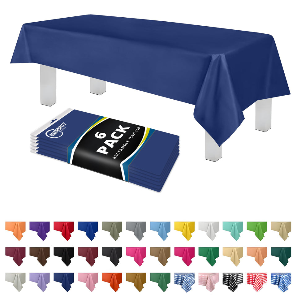 Grandipity navy-blue tablecloth shields surfaces during meals