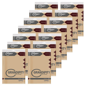 Grandipity packaging shows a neat set of 12 disposable tablecloths ready for use.