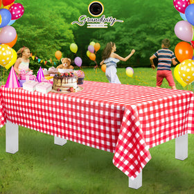Grandipity red checkered tablecloth ideal for indoor or outdoor gatherings