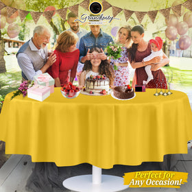 Grandipity 12-pack packaging and storage of yellow tablecloths for convenience