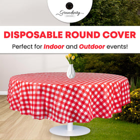 Grandipity round tablecloth 84-inch used in indoor outdoor setup