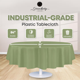 Grandipity sage green round tablecloth close-up showing fade resistance.