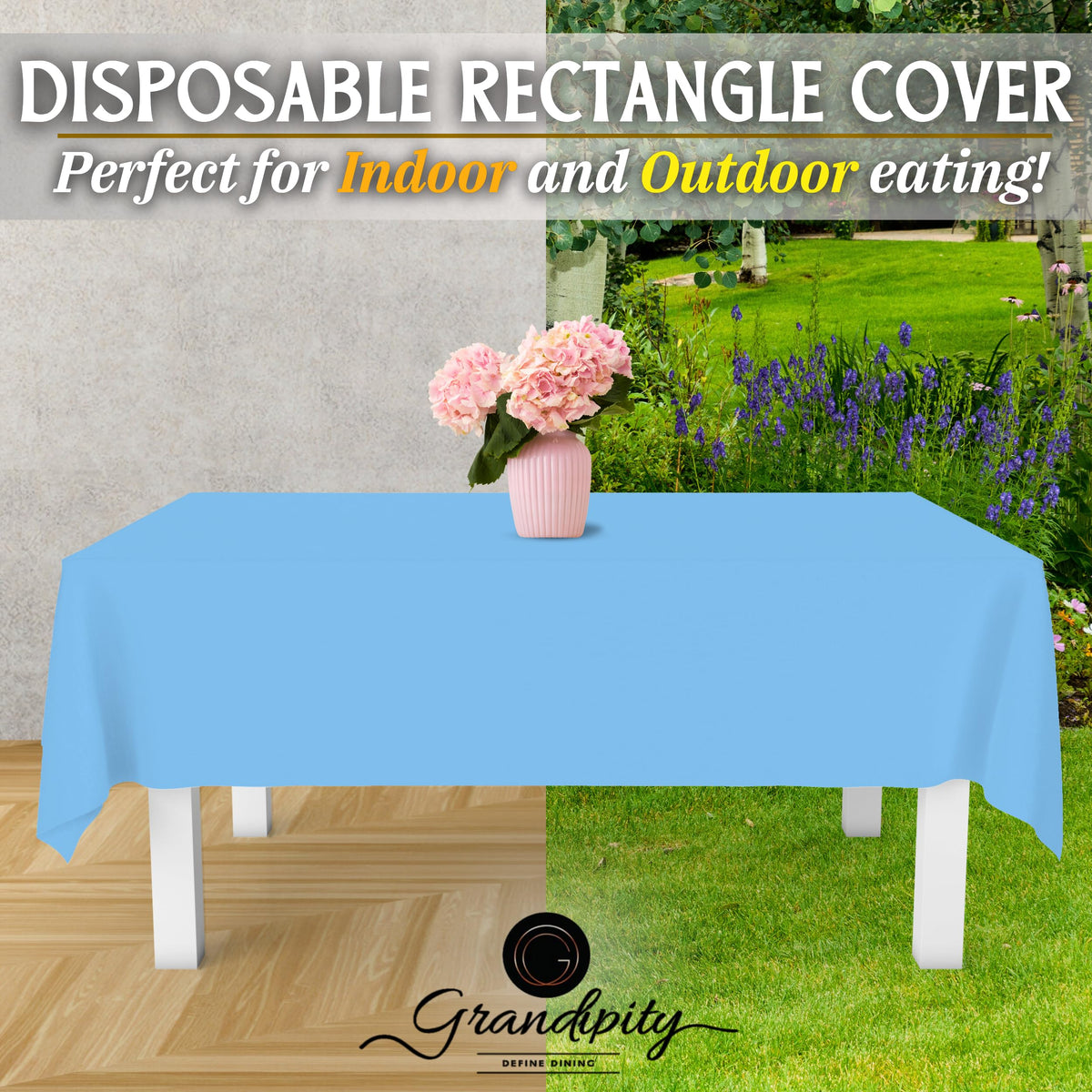 Grandipity sky-blue rectangle cover suited for outdoor events