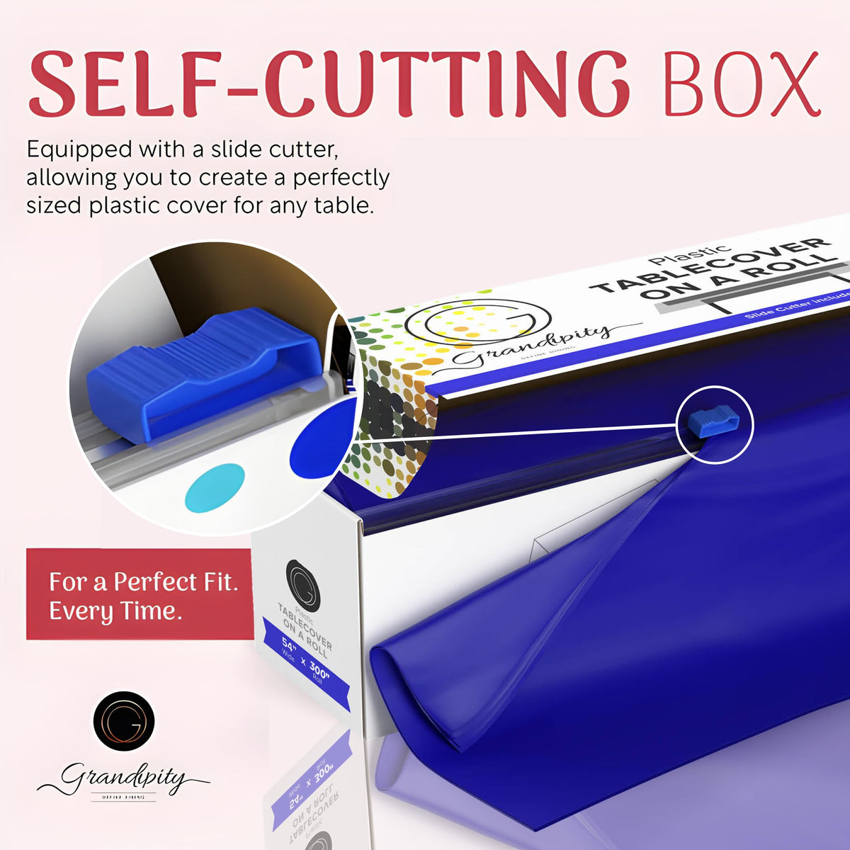 Grandipity slide cutter box showing easy sizing for any table
