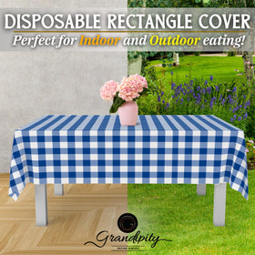 Grandipity blue gingham table cover fits up to 8 ft tables