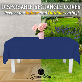 Grandipity navy tablecloths are available in multiple colors to fit themes