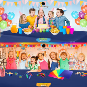 Grandipity navy tablecloth spills wipe away quickly for easy cleanup after meals