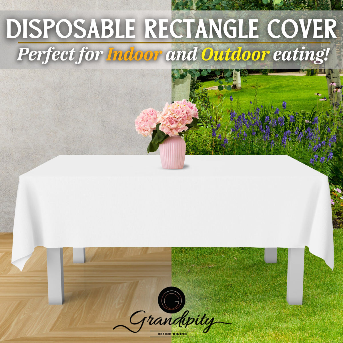 Grandipity tablecloth protects surfaces during crafts and dining with 0.3mm thickness.