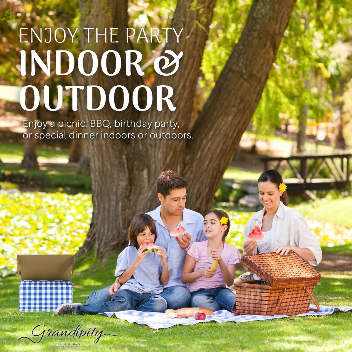 Durable waterproof Grandipity tablecloth protecting outdoor table