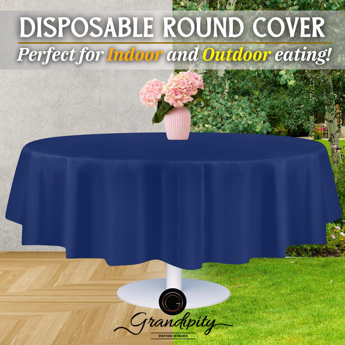 Grandipity navy tablecloth for weddings, birthdays, and holidays