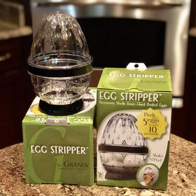 Grania EZ Egg Stripper Deluxe peels five eggs quickly for meal prep.
