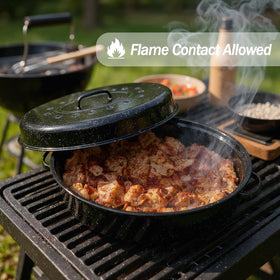Granite Bowl oval cookware ideal for roasting meats and vegetables together.