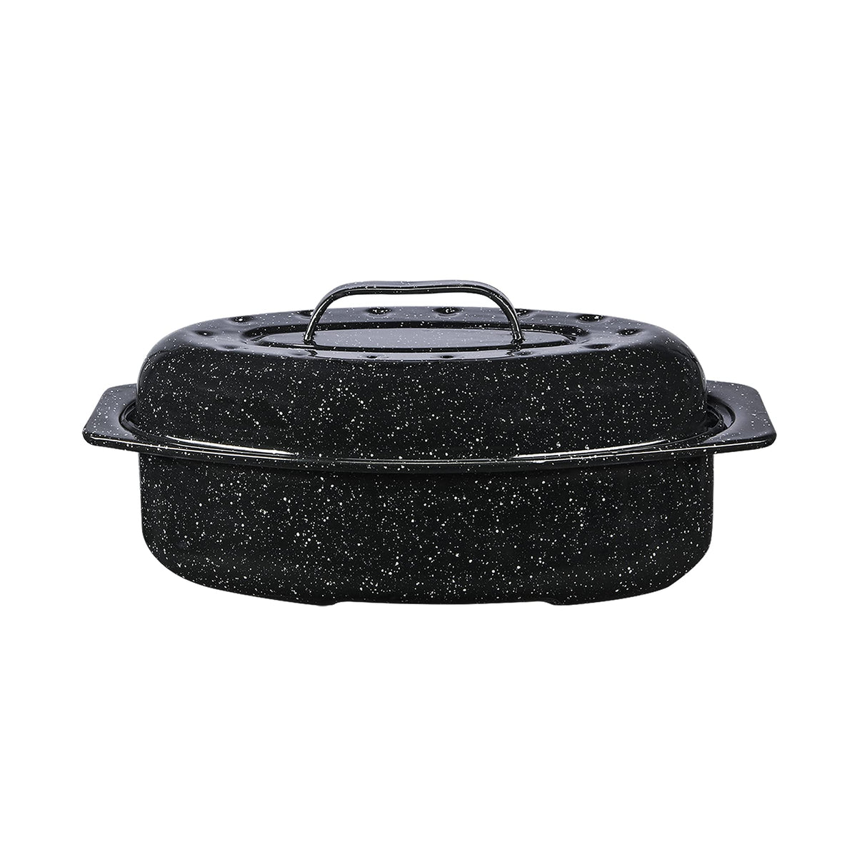 Granite Ware 13-inch oval roaster with lid for even browning and versatility