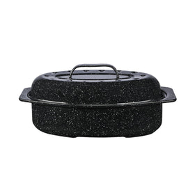 Granite Ware 13-inch oval roaster with lid for even browning and versatility