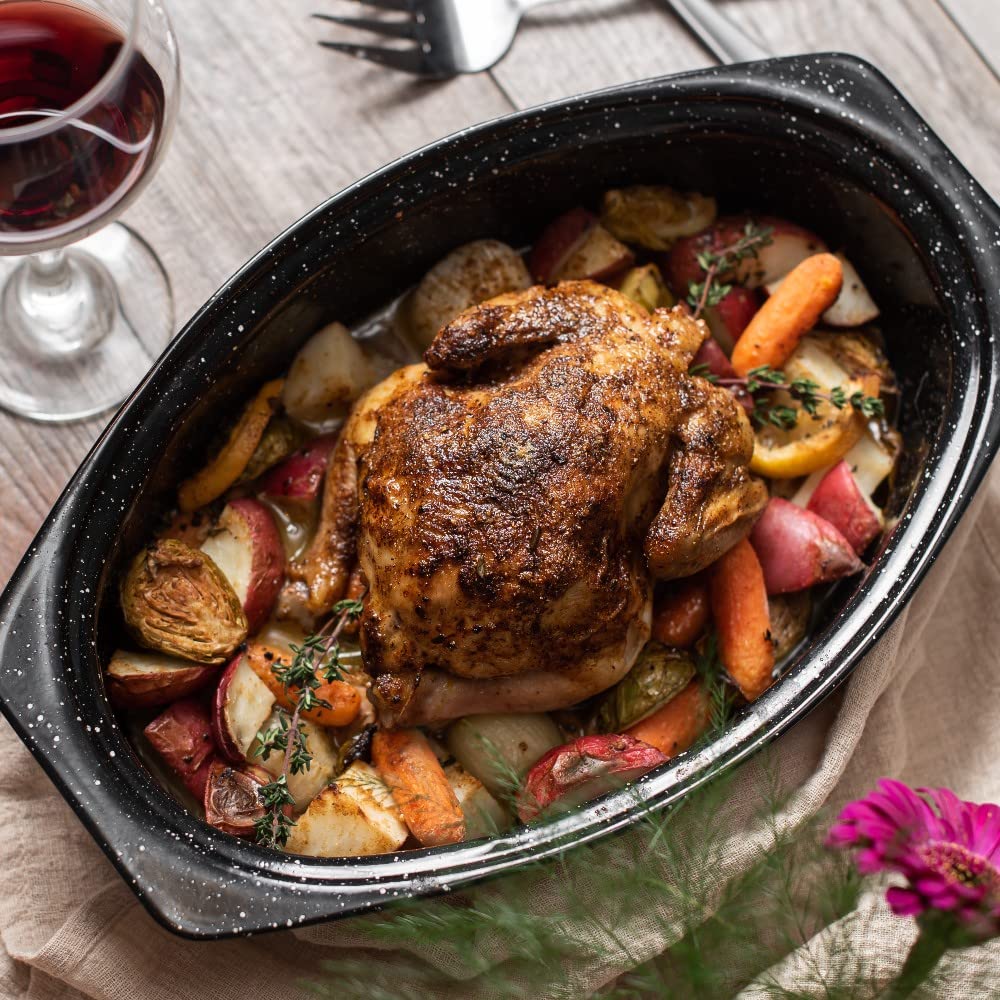 7-pound capacity fits poultry or roasts for two servings