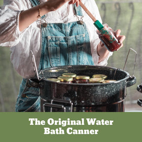 Granite Ware canning kit rack keeps jars organized during your batch.