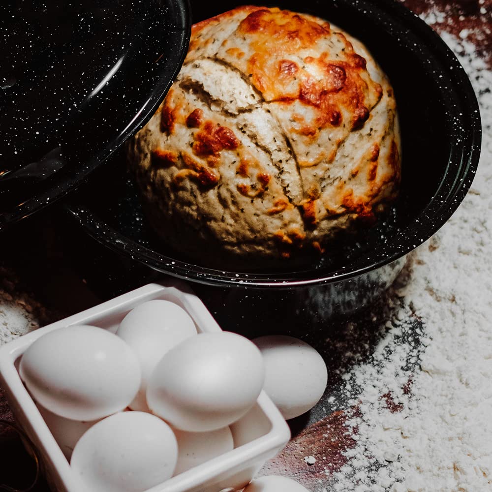Granite Ware enamel porcelain surface closeup highlighting non-stick finish.