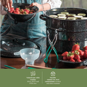 Granite Ware jar funnel enables neat, mess-free filling for standard and wide-mouth jars.