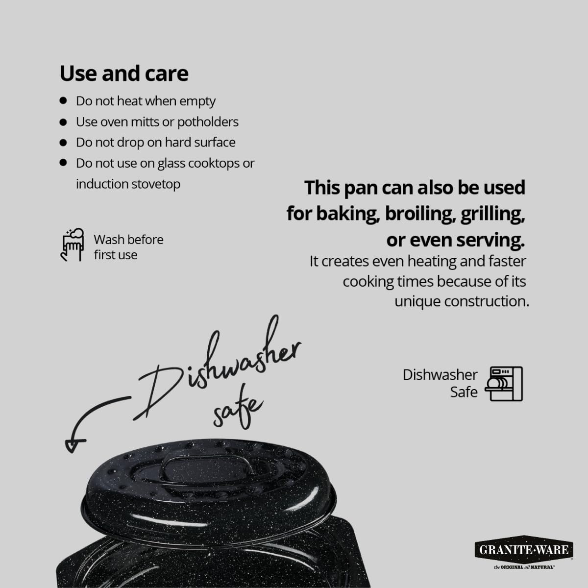 Nonstick porcelain enamel ensures easy residue lifting