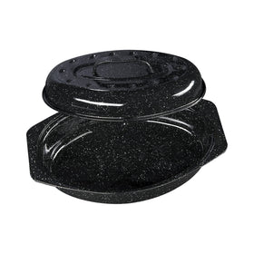 Granite Ware speckled black enamel on steel interior for durable nonstick cooking