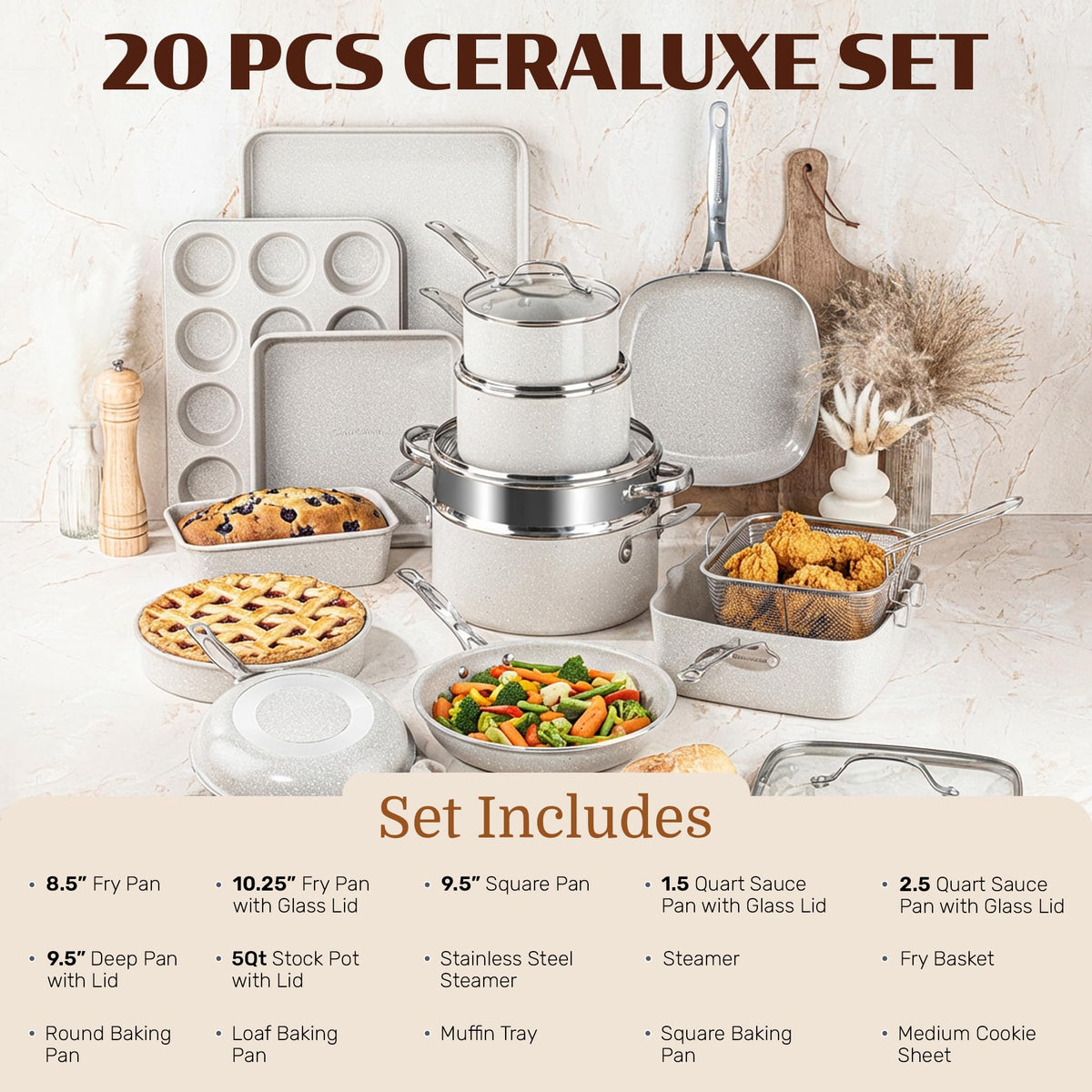 Granitestone 10.25-inch skillet with lid supports even heat and versatile sautéing.