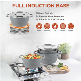 Granitestone 3.5-quart stockpot with lid ideal for soups and stews.