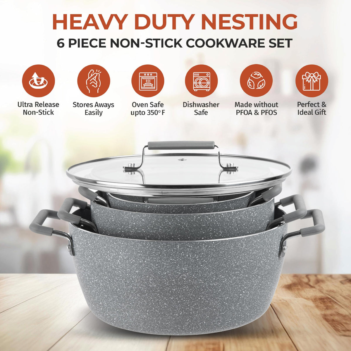 Granitestone 5-quart stockpot with lid suitable for family meals.