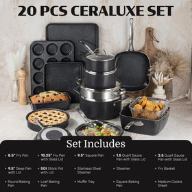 Granitestone Ceraluxe 20pc fry pan demonstrating fast heat and nonstick release