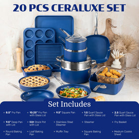 Granitestone Ceraluxe 10.25in skillet with lid for versatile searing