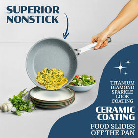 Granitestone Ceraluxe stainless steamer insert shown for healthy steaming.