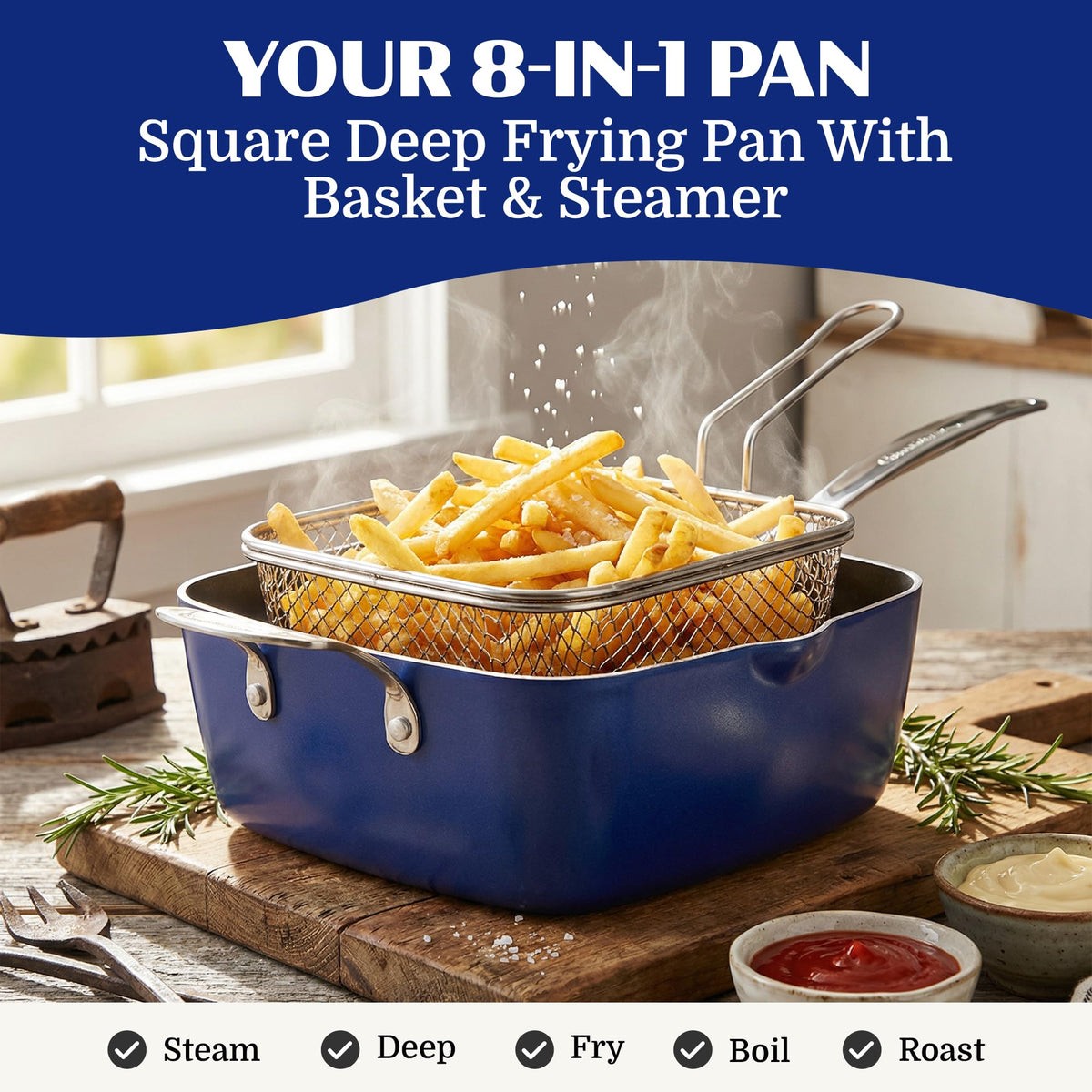 Granitestone Ceraluxe steamer rack in use on stovetop