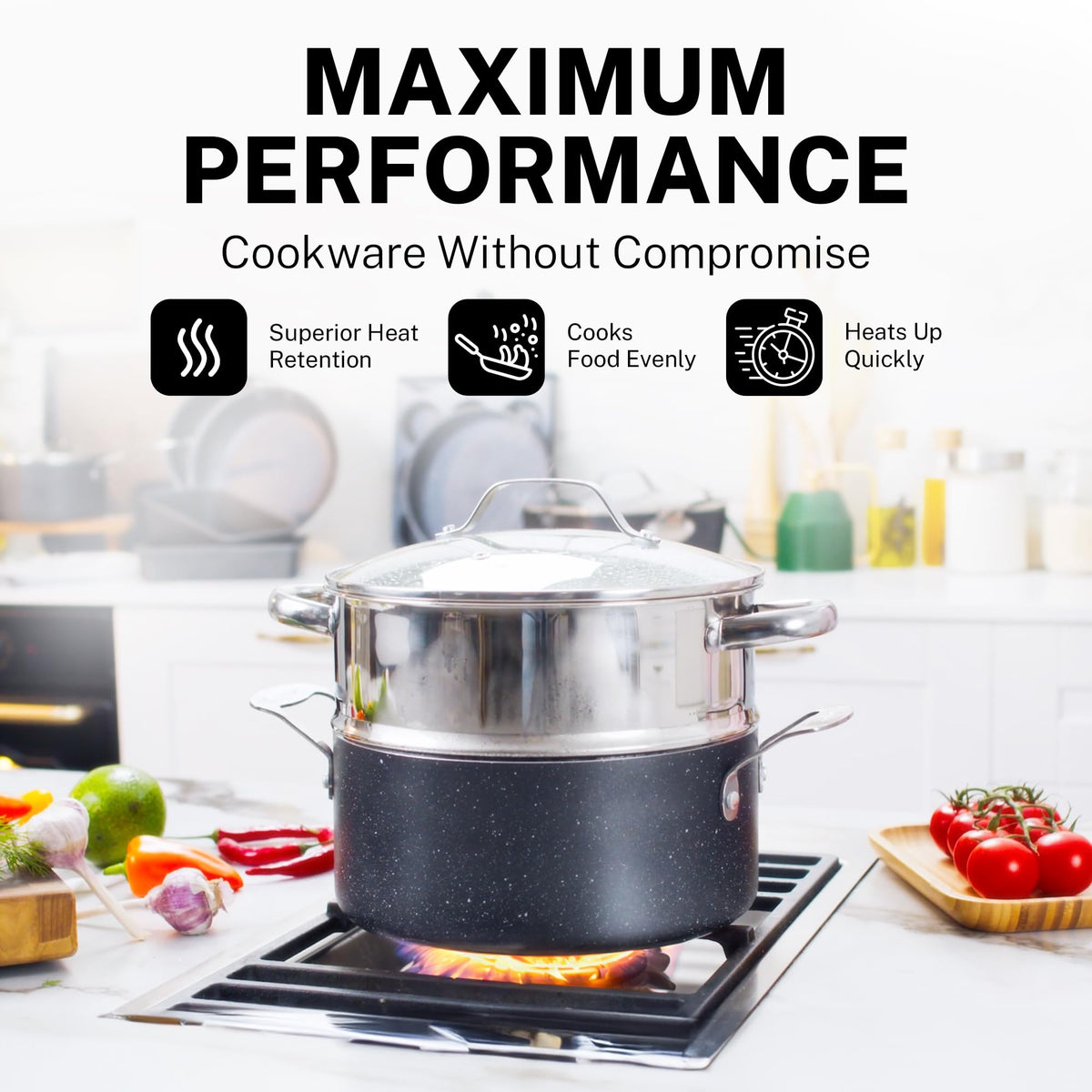 Granitestone 1-quart saucepan ideal for sauces and reheating.