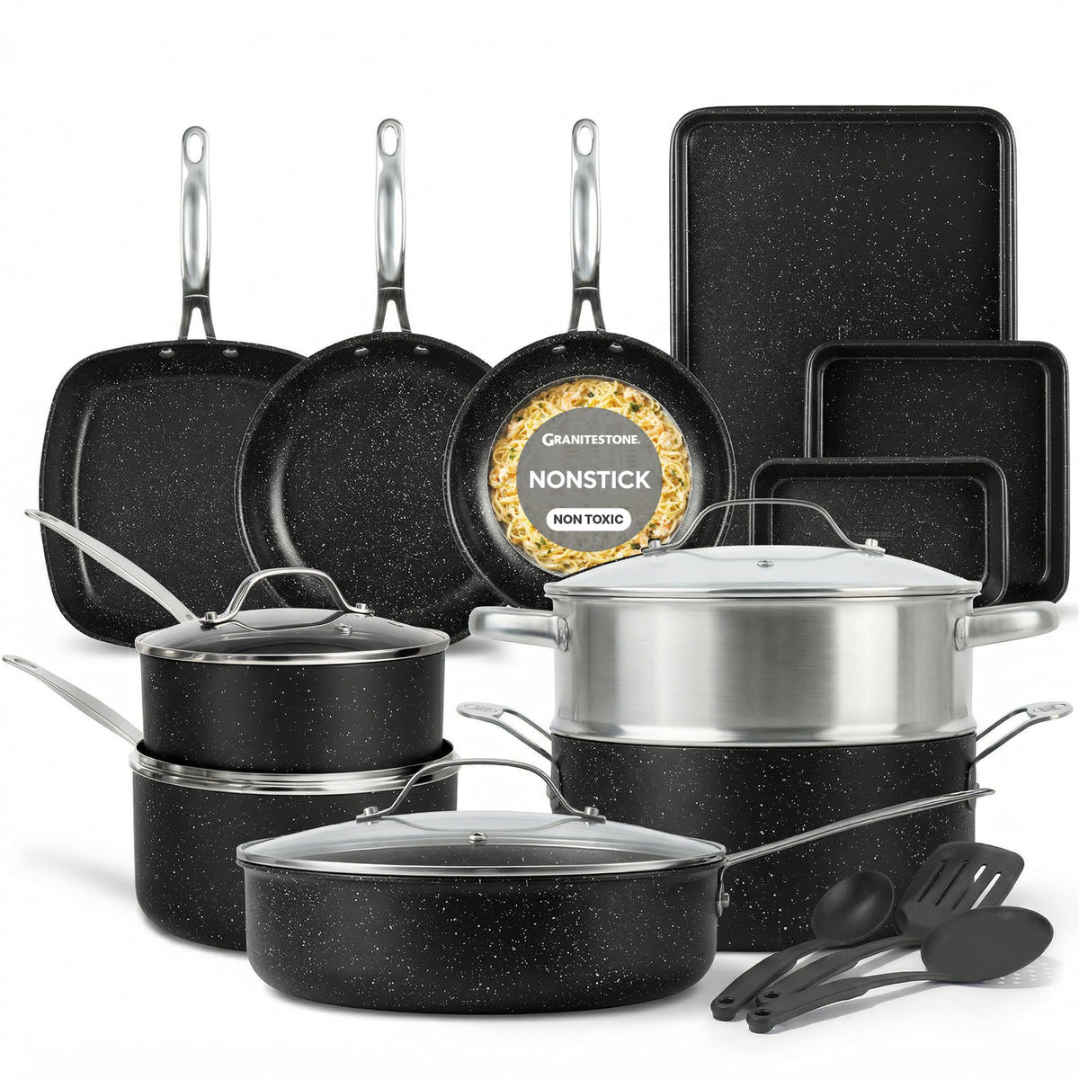 Granitestone 8.5-inch frying pan with nonstick surface for easy release.