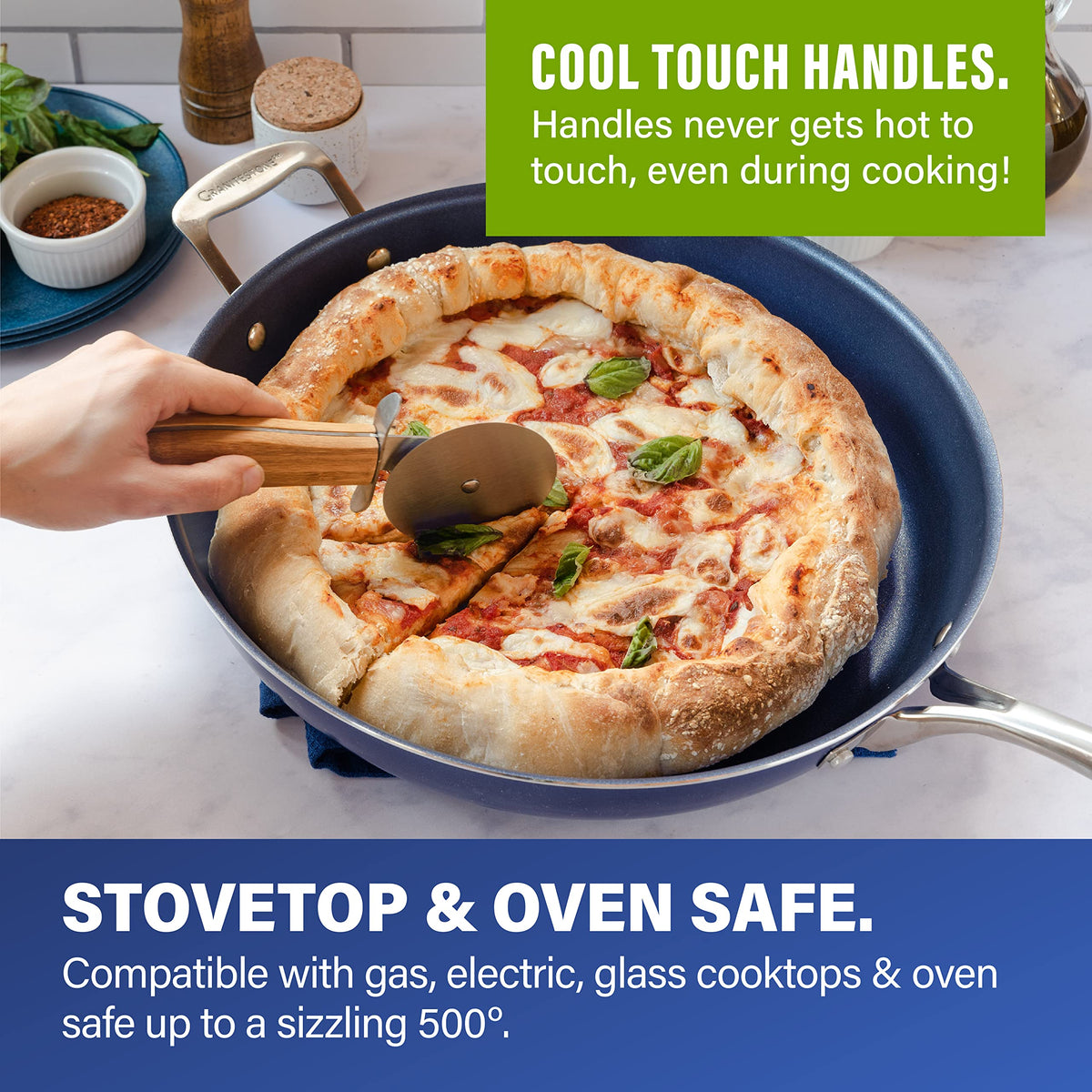 Granitestone diamond-coated surface close-up for durable nonstick performance.