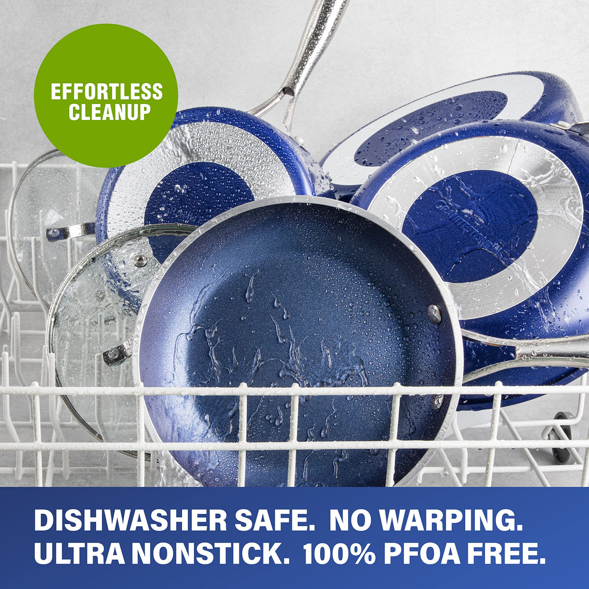 Granitestone dishwasher-safe cookware for quick cleanup after cooking.
