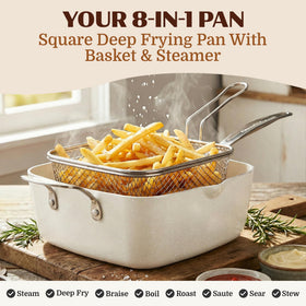 Granitestone square shallow pan ideal for compact meals and quick bakes.