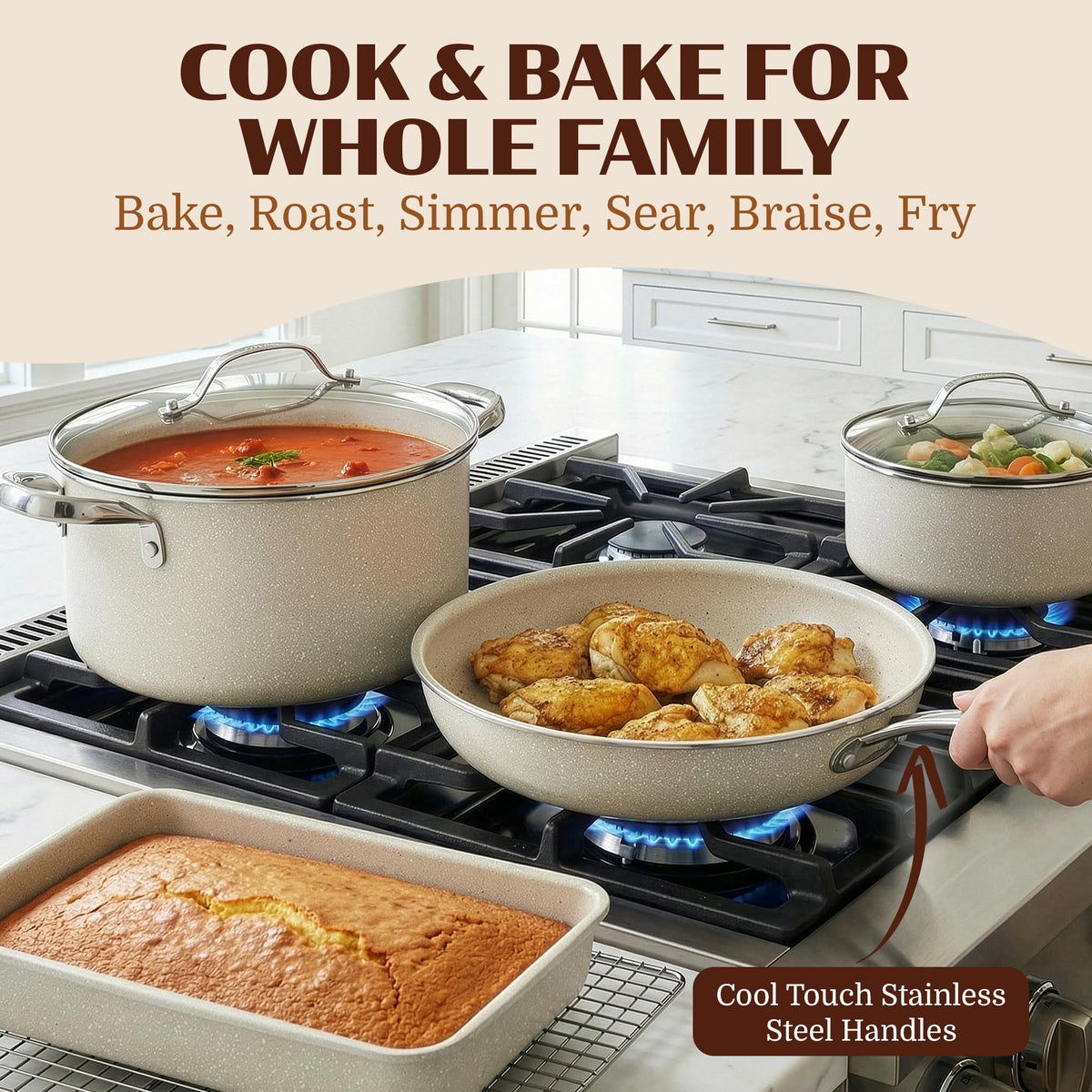Granitestone steamer insert fits cookware for healthy steaming options.