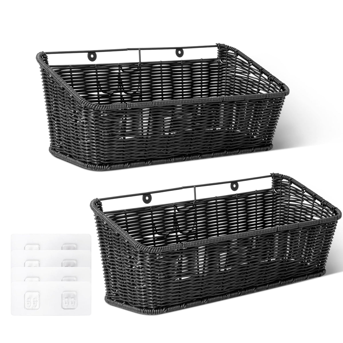 GRANNY SAYS wicker hanging basket in kitchen for organized fruit and snacks.