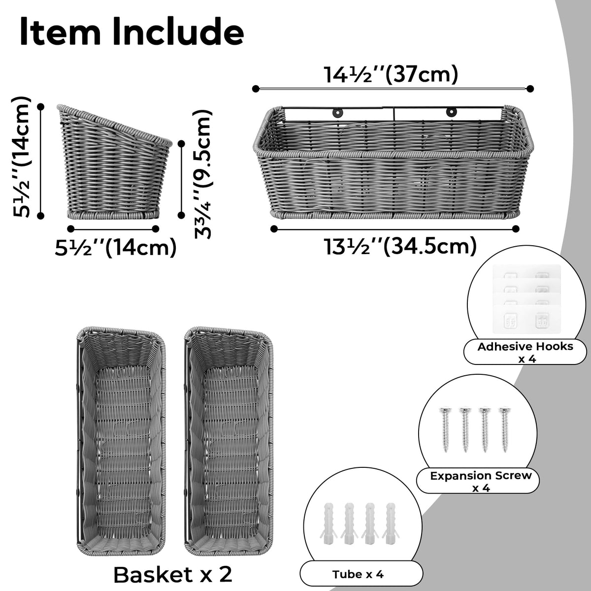 GRANNY SAYS wicker hanging basket adhesive hooks installation for easy wall storage.
