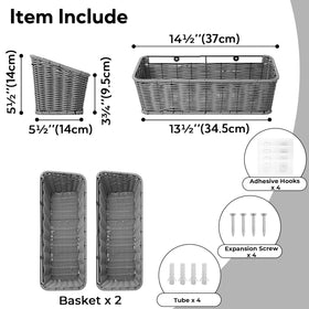 GRANNY SAYS wicker hanging basket adhesive hooks installation for easy wall storage.