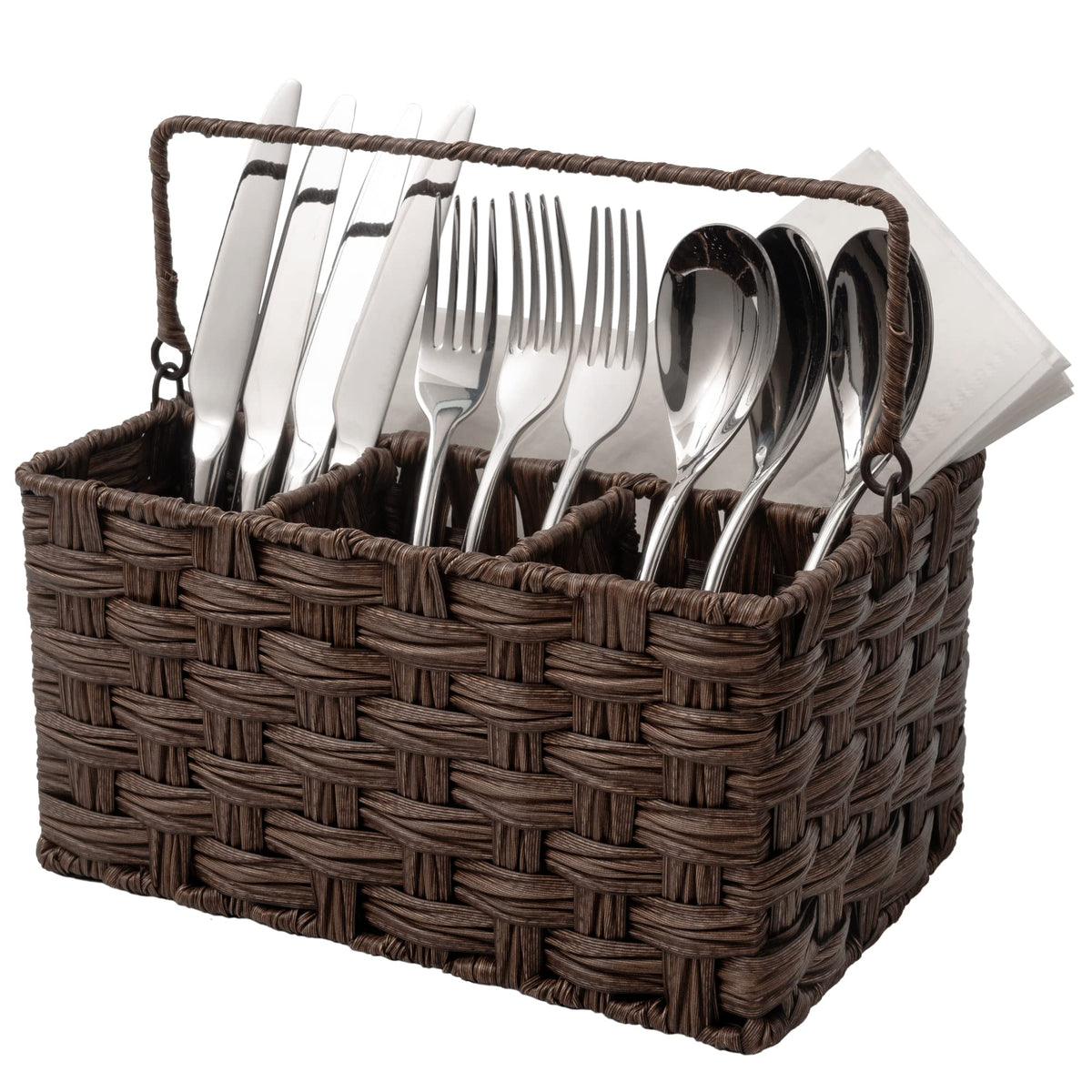 GRANNY SAYS wicker utensil holder front view for organized countertops