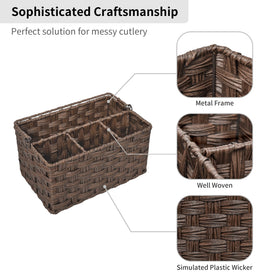 GRANNY SAYS wicker utensil holder with napkins and condiments ready to serve