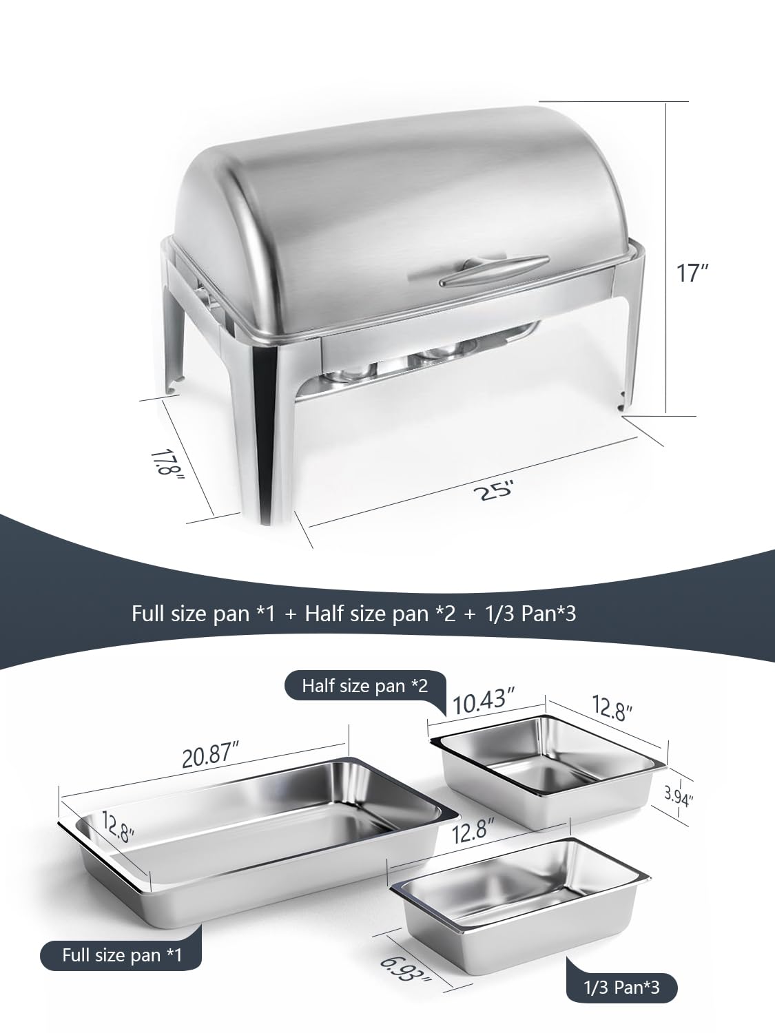 Granvell 13QT roll-top chafing dish fuel cans for dependable heat.