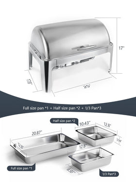 Granvell 13QT roll-top chafing dish fuel cans for dependable heat.