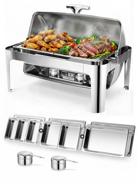 Granvell 13QT roll-top chafing dish full-size pan with durable warmth.