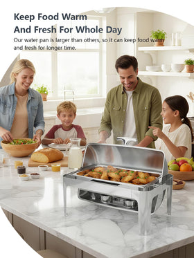 Granvell 13QT roll-top chafing dish half-size pan for versatile layouts.