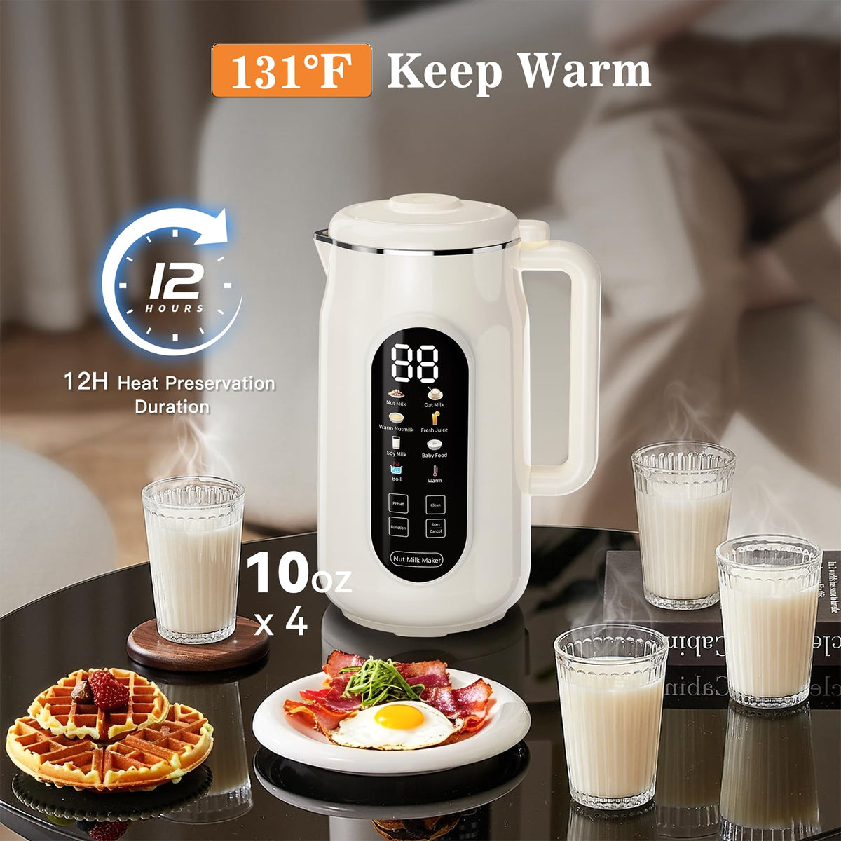 Graplife keep-warm function maintains drinks at 131°F