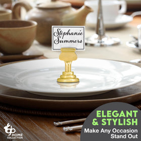 Gray Bunny 16pc table number holders pack with durable gold finish.