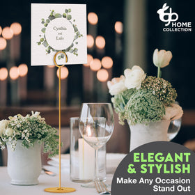 Gray Bunny dining centerpiece stand in gold enhances formal table aesthetics.